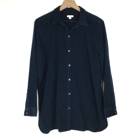 J JILL Corduroy Shirt Shacket Button Up Long Sleeve Ribbed Minimalist Size Large - Picture 1 of 9